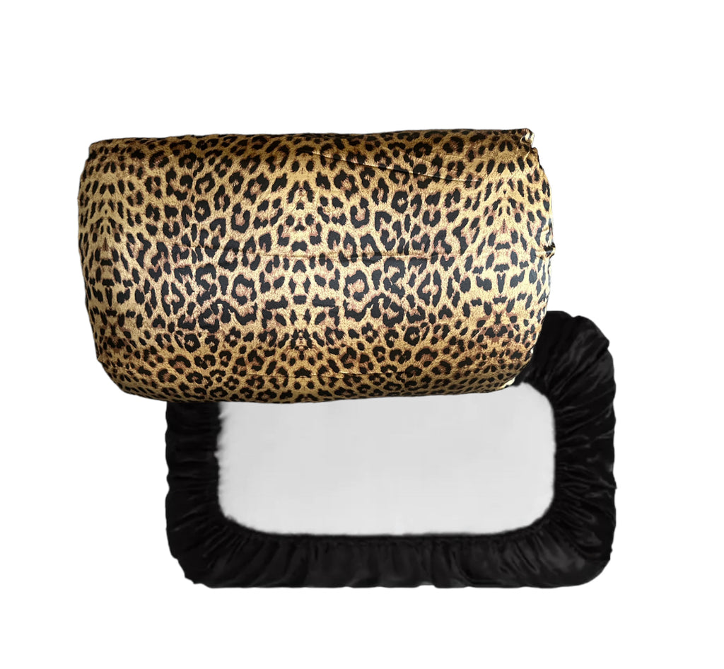 Satin Bonnet Pillowcase (Reversible Leopard/Black)